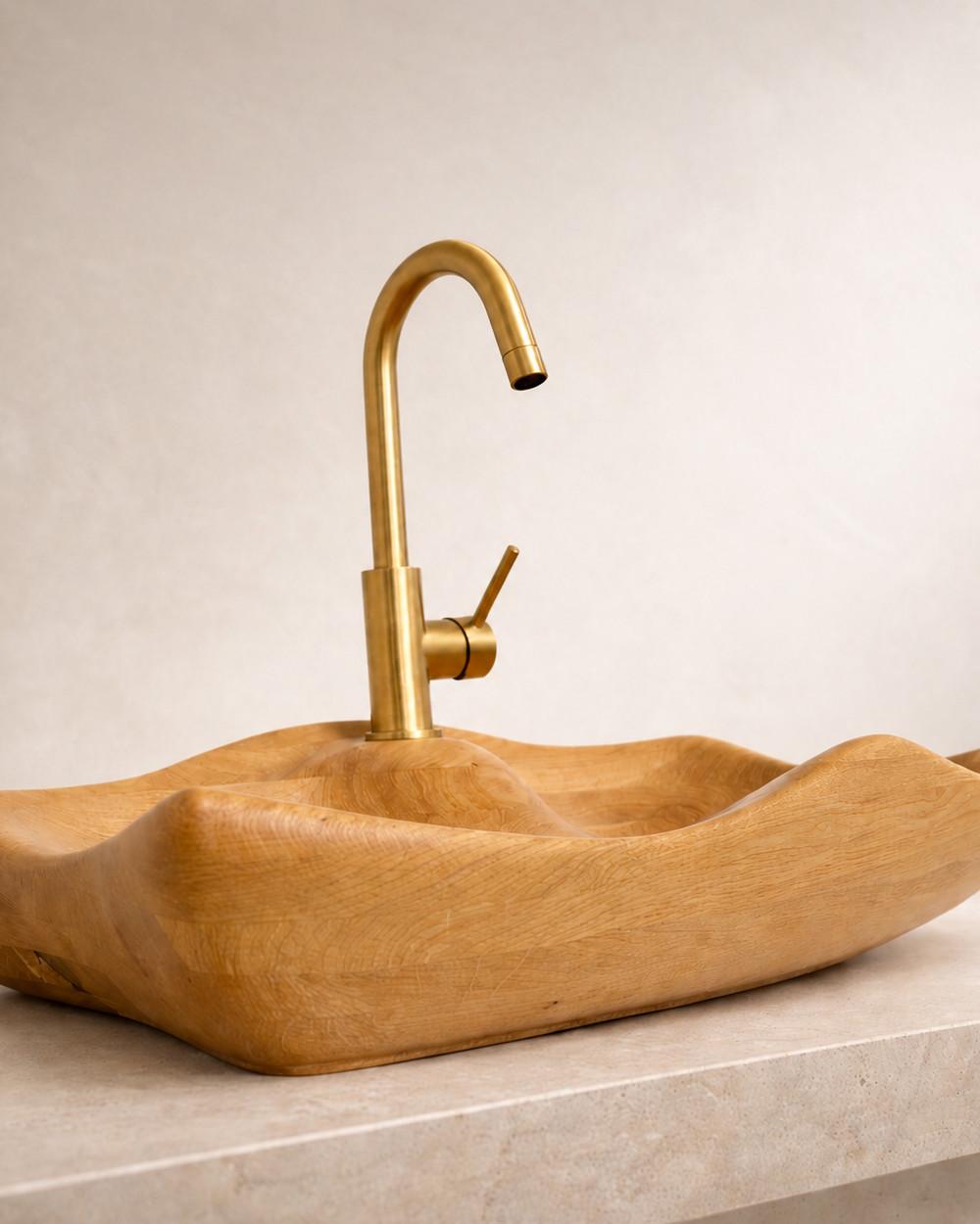 Venus by NEXART — An elongated wooden washbasin with gently flowing contours