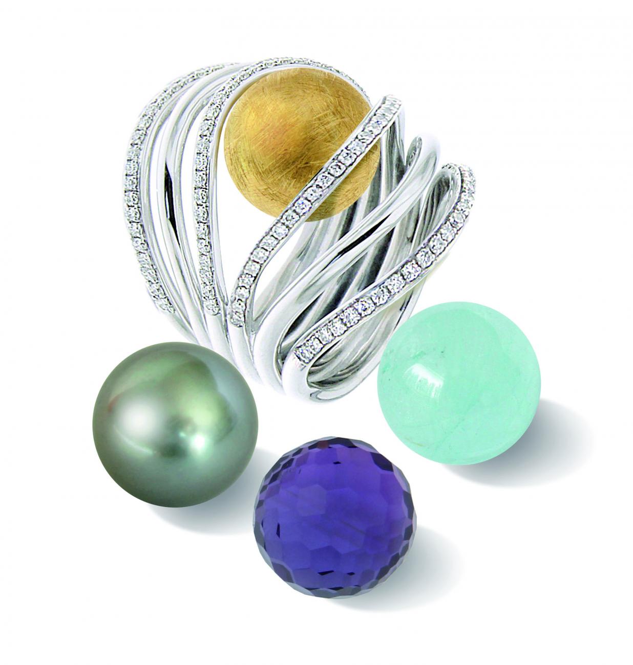 Photo of Ring in White Gold with Interchangeable gemstones