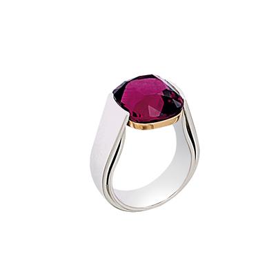 Photo of Ring in White and Yellow Gold set with Rubellite