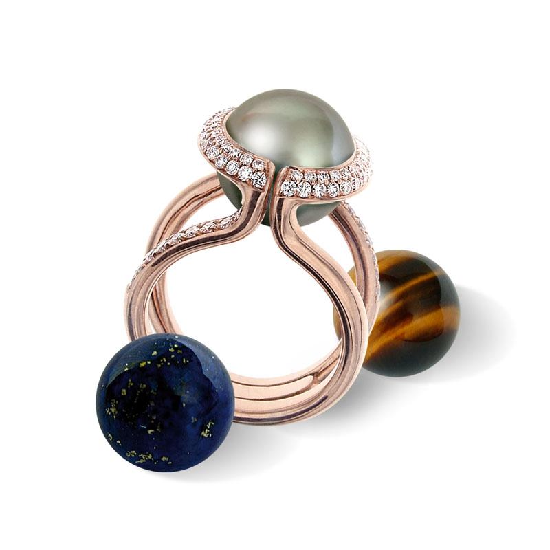 Photo of Ring in Pink Gold with Interchangeable gemstones