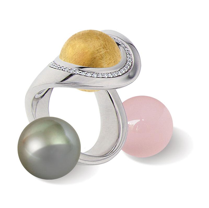 Photo of Ring in White Gold with Interchangeable gemstones