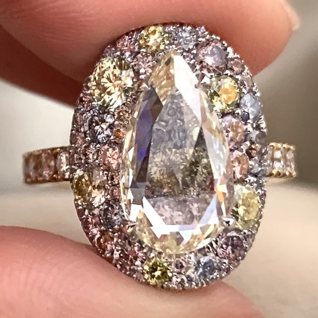 3 carat Rose-cut Fancy Diamond Ring