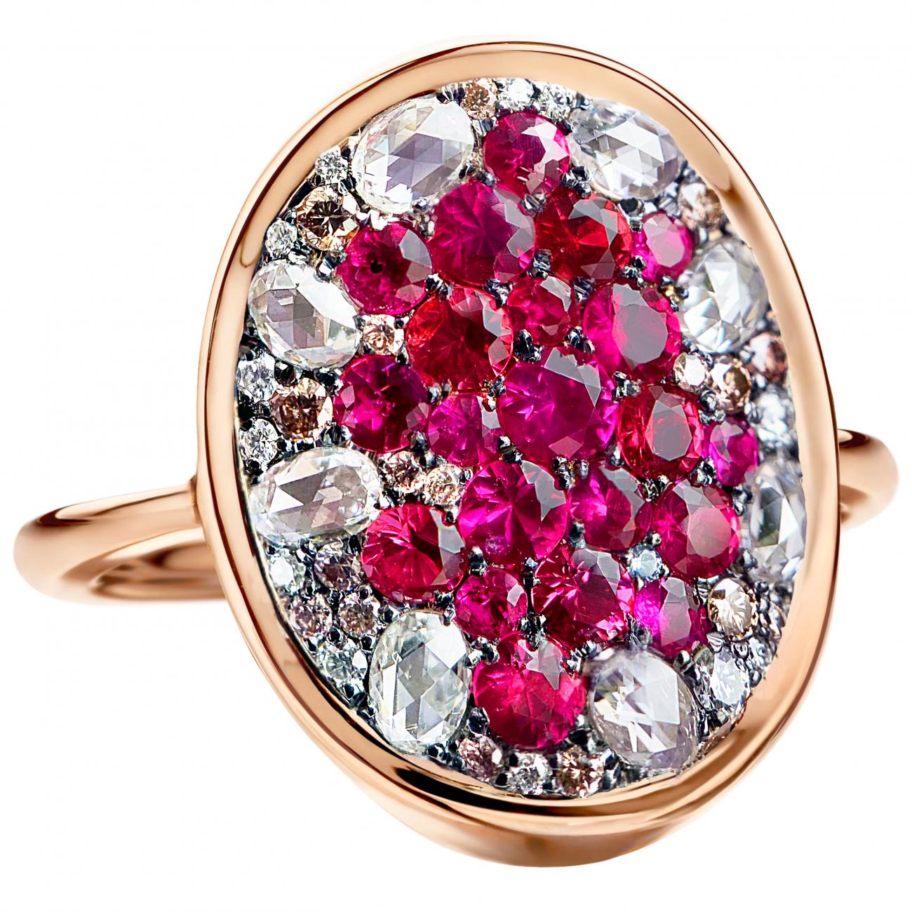 Ruby Red Spinel Diamond Pave Ring