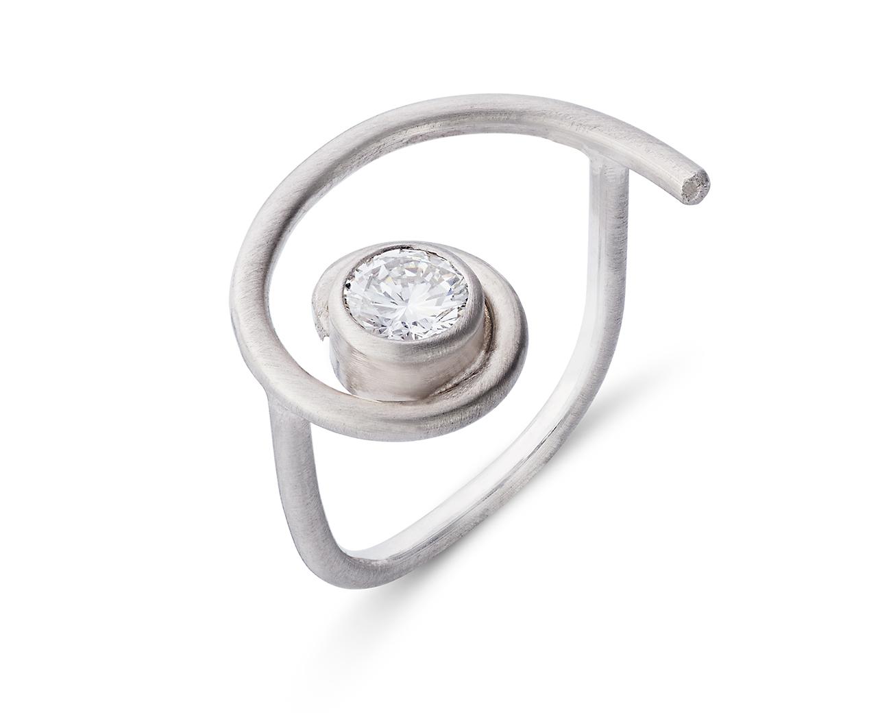 Ring in 18kt wit goud met diamant