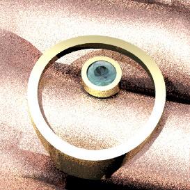Deze ring ligt ietwat asymmetrisch op de vinger. De edelsteen lijkt geen deel uit te maken van de ring. Strakke design ring, tijdloos. Geel Goud - Aquamarijn