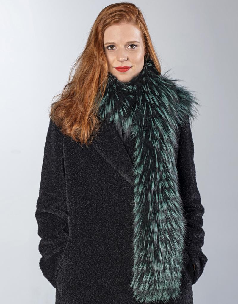 PELSSJAAL & PELSKRAAG IN ZILVERVOS EMERALD GREEN