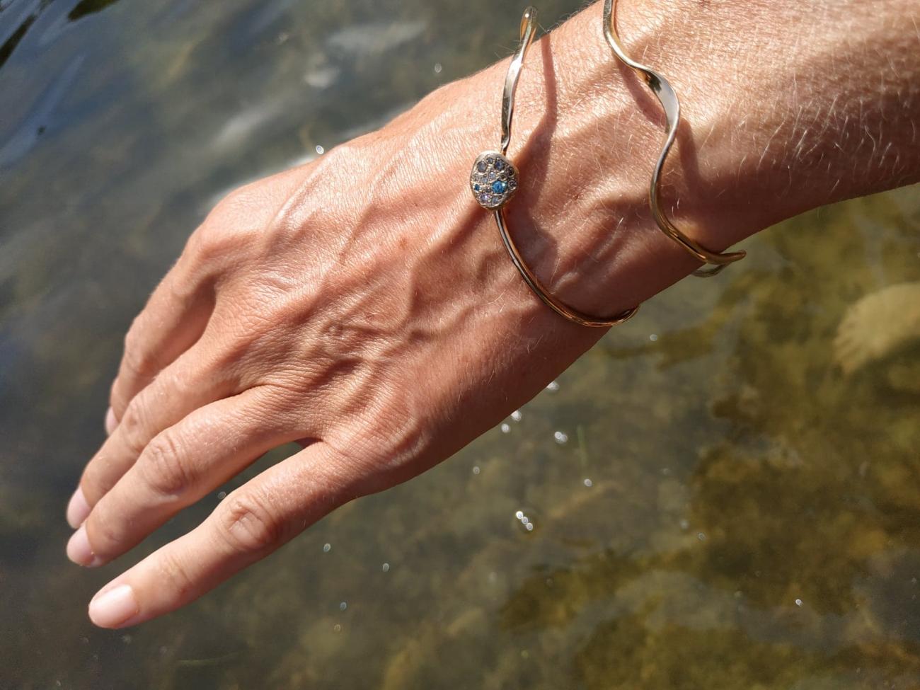 armband, gekleurde diamant, rood, goud