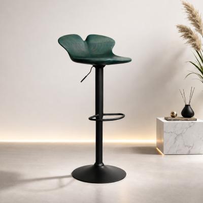 Elysia by NEXART — A sculptural bar stool with a shaped wooden seat and a slender pedestal base