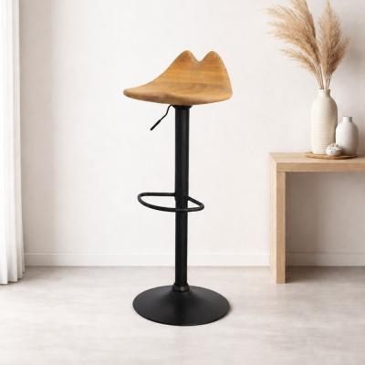 Lyra by NEXART — A sculptural bar stool with an expressive wooden seat and a slender pedestal base
