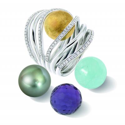 Photo of Ring in White Gold with Interchangeable gemstones