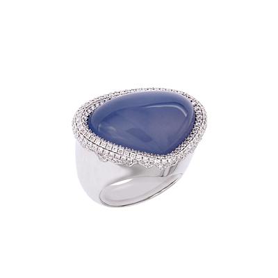 Photo of Ring in White Gold with Diamonds and Chalcedony