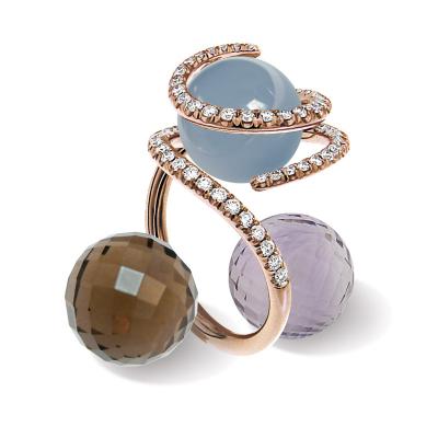 Photo of Ring in Pink Gold with Interchangeable gemstones
