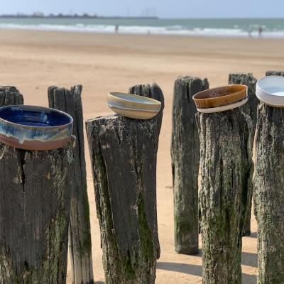 Keramische schalen Beach, Zwin, Dunes, Honey