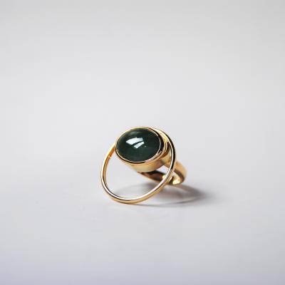 Ring - 18 karaat geel goud met jade
