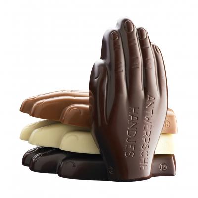 Gevulde Antwerpse Handjes in chocolade