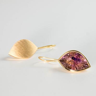 Gold earrings with ametrine gemstone