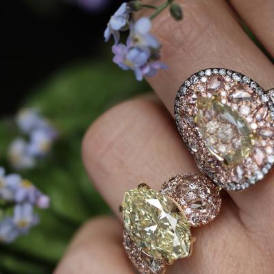 Yellow Pink Blue Diamond Rings