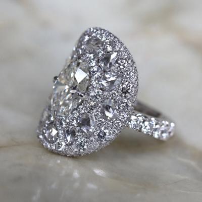 White diamond ring with mosaic setting