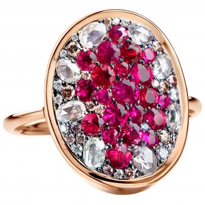Ruby Red Spinel Diamond Pave Ring