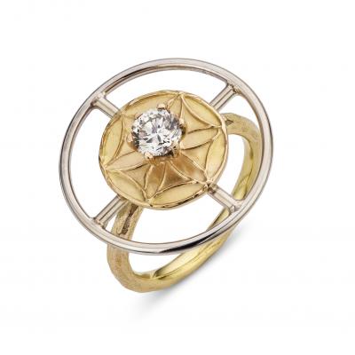 Ring in 18kt bicolor goud met diamant