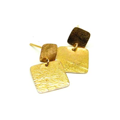 Vierkanten bengelende oorbelletjes gesmeed uit oud goud Rosé Goud