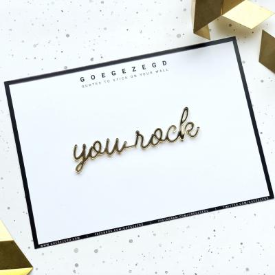 A5 Self-adhesive Quote 'you rock' in Gold - giftcard by GOEGEZEGDⓇ
