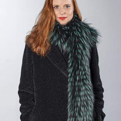 PELSSJAAL & PELSKRAAG IN ZILVERVOS EMERALD GREEN